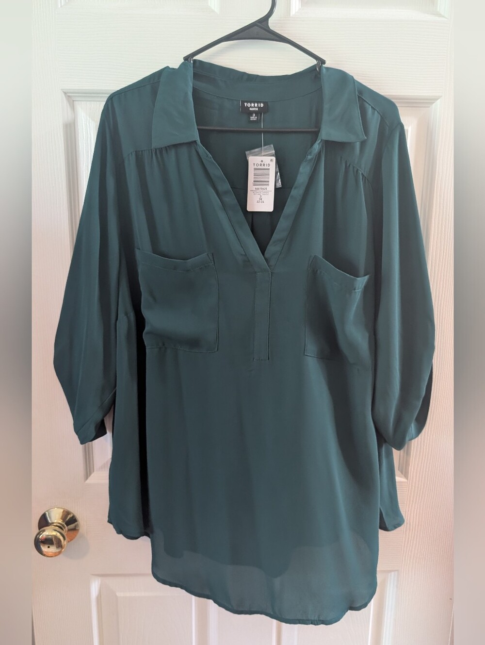 Torrid Teal Harper V-Neck Tunic Top with Patch Pockets